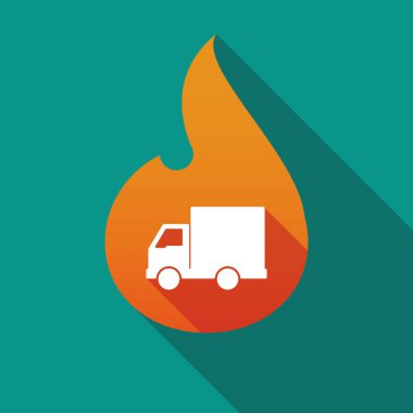 Uzun bir kamyon ile gölge alev