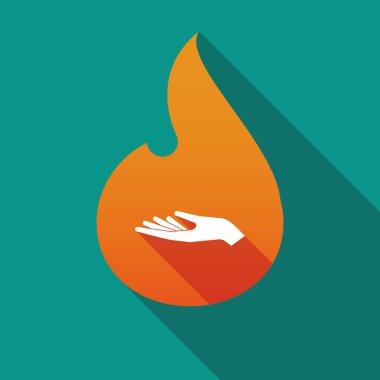 Uzun gölge alev bir el sunan