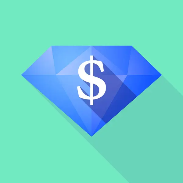 Diamant ombre longue avec un signe dollar — Image vectorielle