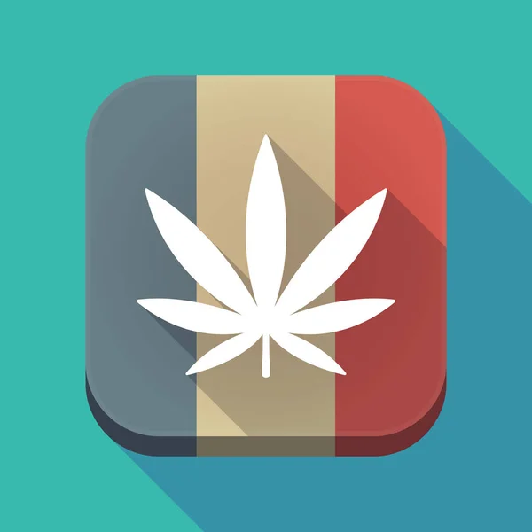 Длинный теневой флаг Франции с листьями марихуаны — стоковый вектор