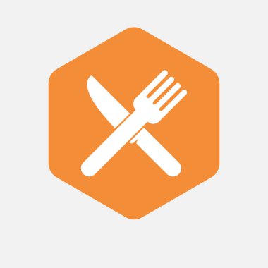 Bir bıçak ve çatal ile izole altıgen