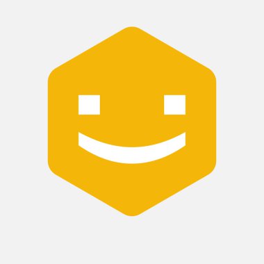 Bir gülümseme metin yüz ile izole altıgen