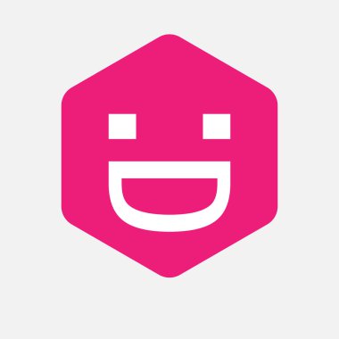 Gülen metin yüzü olan izole altıgen