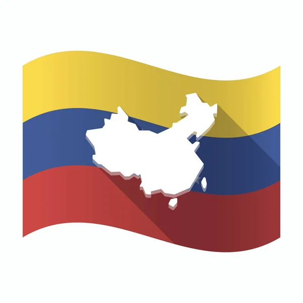 孤立的委内瑞拉国旗和一张中国地图 — 图库矢量图片