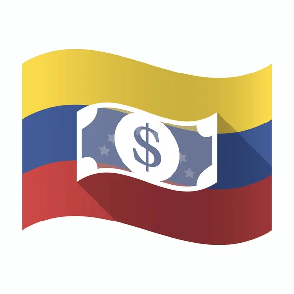 Isolated Venezuela flag with a dollar bank note — Stock Vector