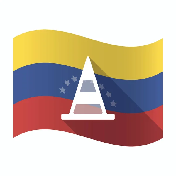 Bandeira isolada da Venezuela com um cone de estrada — Vetor de Stock
