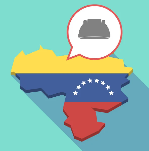 Longue ombre Venezuela carte avec un casque de travail — Image vectorielle