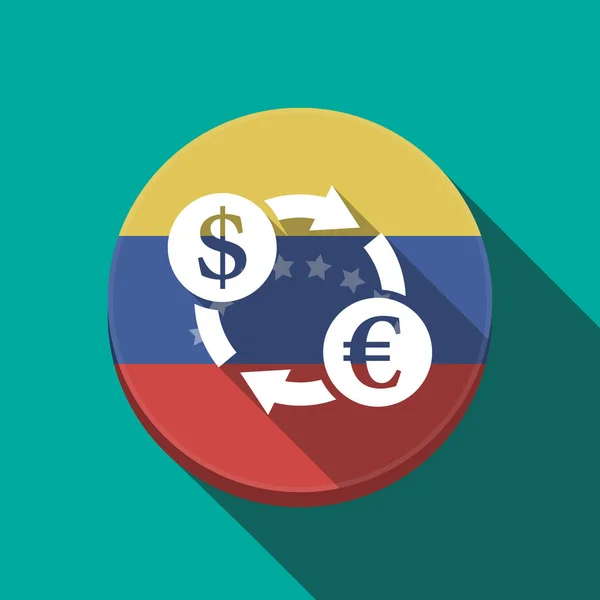 Long shadow Venezuela button with a dollar euro exchange sign