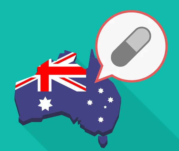 Long shadow Australia mmap con una píldora — Vector de stock