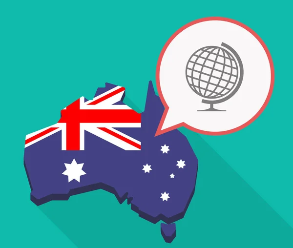 Long shadow Australia mmap con un mundo de mesa globo — Archivo Imágenes Vectoriales