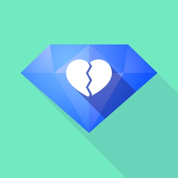 Diamant ombre longue avec un cœur brisé — Image vectorielle