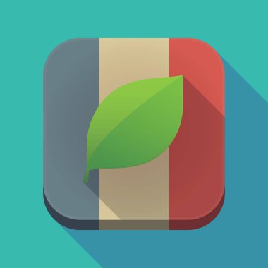 Uzun gölge Fransa bayrağı ile yaprak yeşil