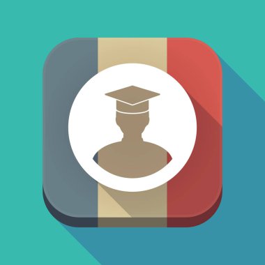 Uzun gölge bir öğrenciyle Fransa bayrağı