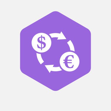 Dolar euro döviz işareti izole altıgen