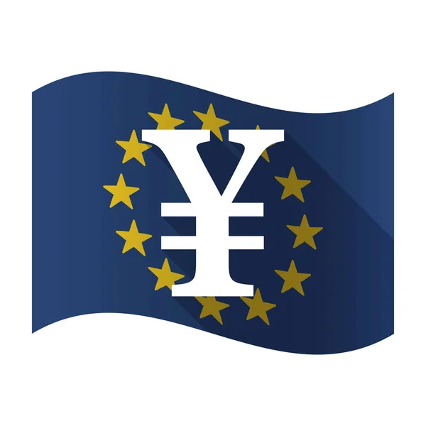 Bandiera UE isolata con un segno yen — Vettoriale Stock