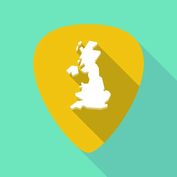 Long shadow plectrum with  a map of the UK — Stock Vector