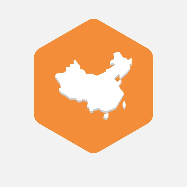 Geïsoleerde zeshoek met een kaart van China — Stockvector
