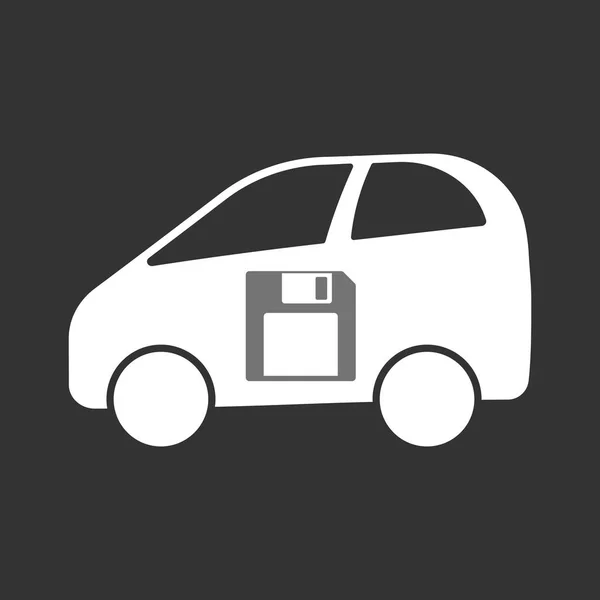 Coche eléctrico aislado con disquete — Vector de stock