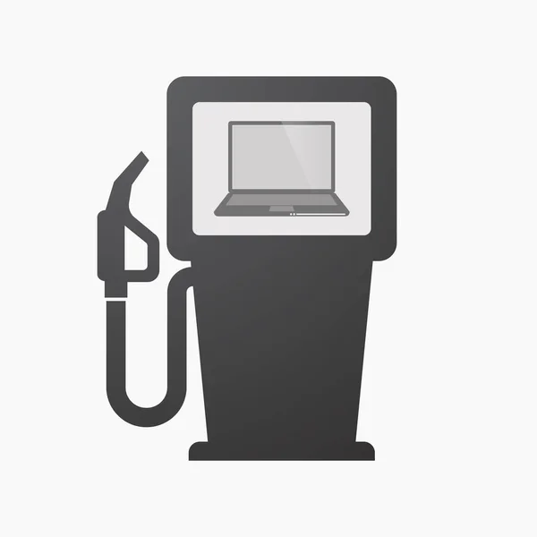 Pompa del carburante isolata con un computer portatile — Vettoriale Stock