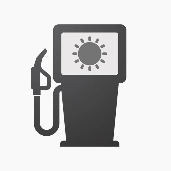 Pompa del carburante isolata con un sole — Vettoriale Stock