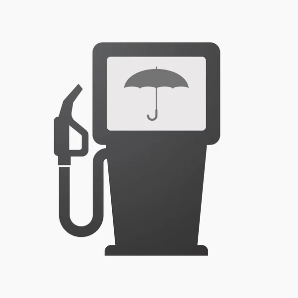 Geïsoleerde brandstofpomp met een paraplu — Stockvector