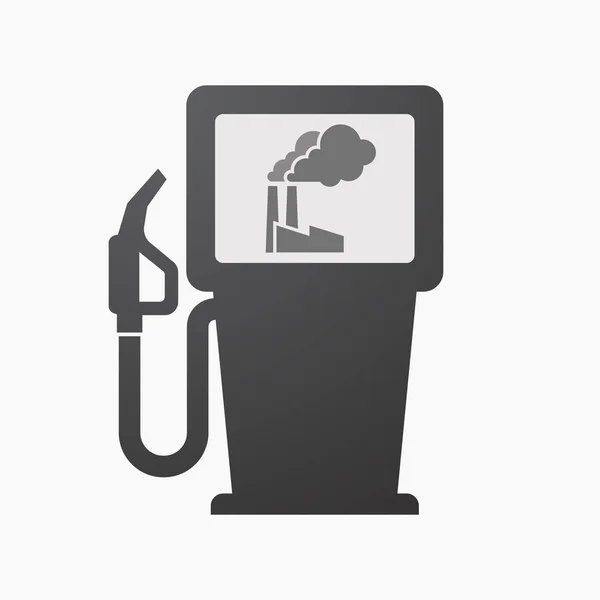Pompe à carburant isolée avec une usine — Image vectorielle