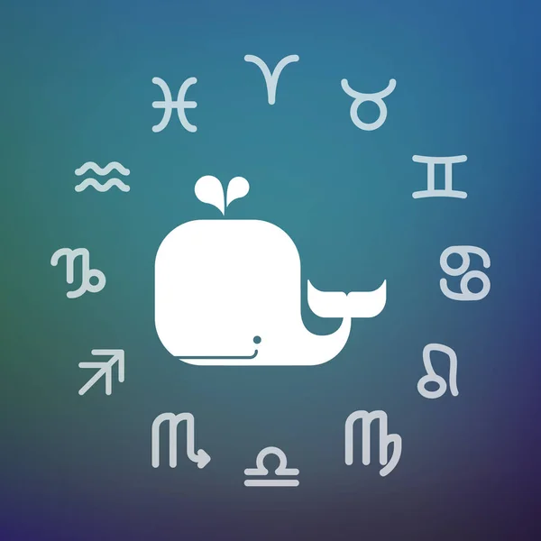Horoskopkreis mit einem Wal — Stockvektor