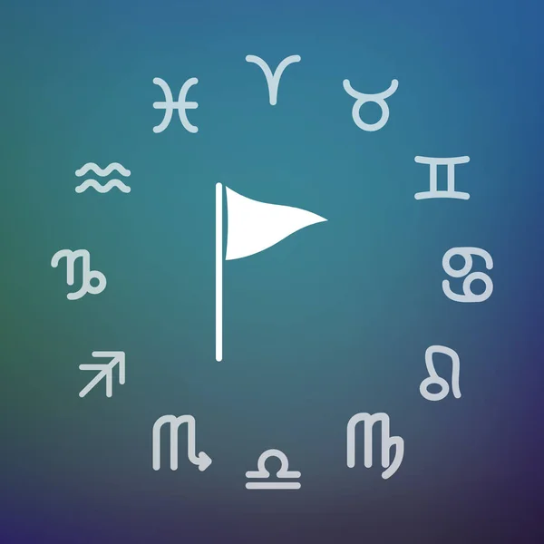 Horoscope circle with a golf flag — Stock Vector