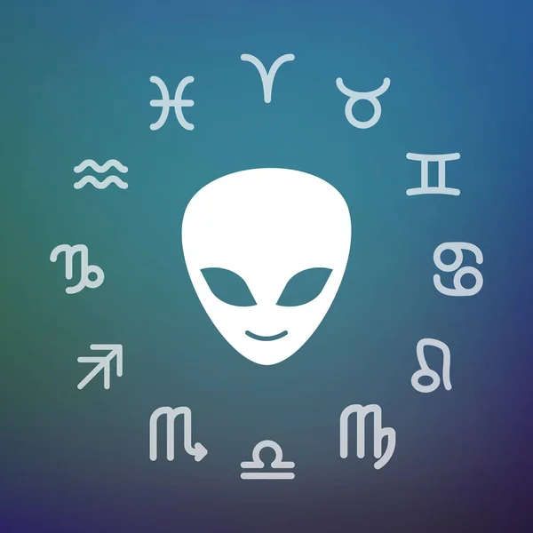 Horoscope cercle avec un visage étranger — Image vectorielle