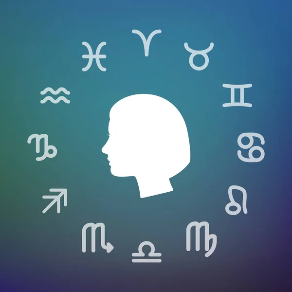 女性头的占星圈 — 图库矢量图片