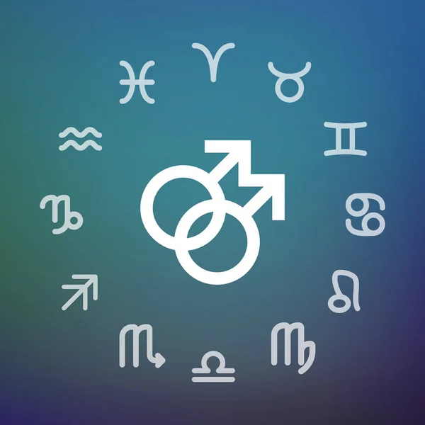 Horoskopkreis mit homosexuellem Zeichen — Stockvektor