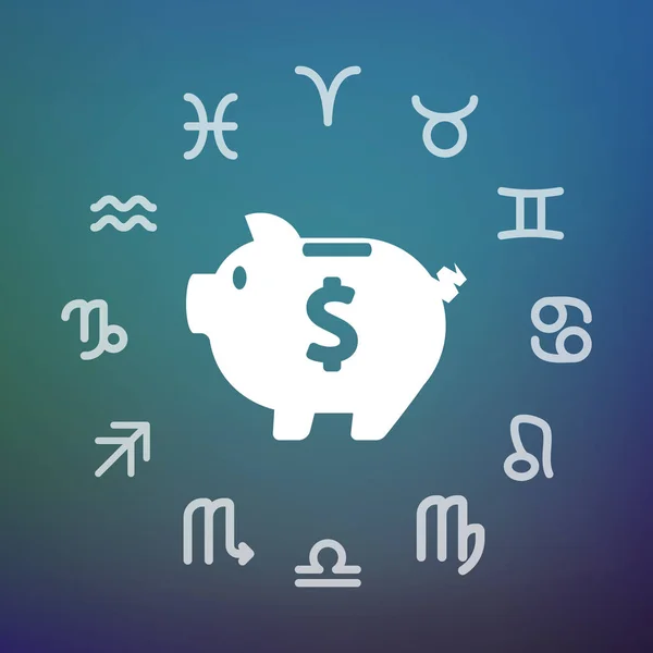 Horoscope circle with a piggy bank Royalty Free Stock Illustrations