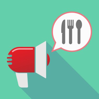 Uzun gölge megafon ile çatal bıçak takımı