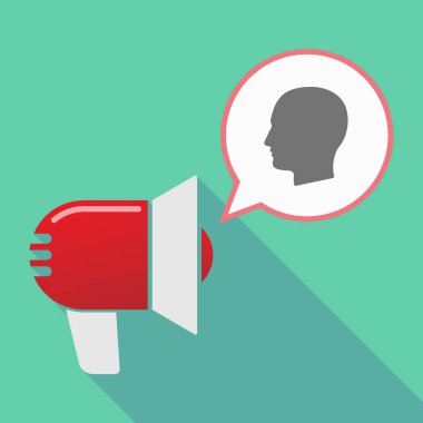 Uzun gölge megafon erkek bir kafa ile