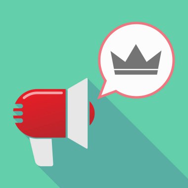 Uzun gölge megafon bir taç ile