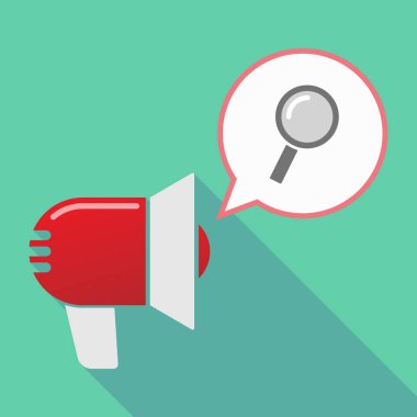 Uzun gölge megafon bir büyüteç ile