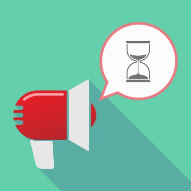 Uzun gölge megafon bir kum saati ile