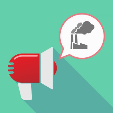 Uzun gölge megafon ile bir fabrika