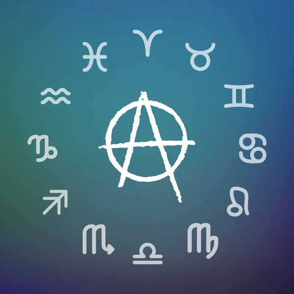 Horoskop kółko ze znakiem anarchii — Wektor stockowy