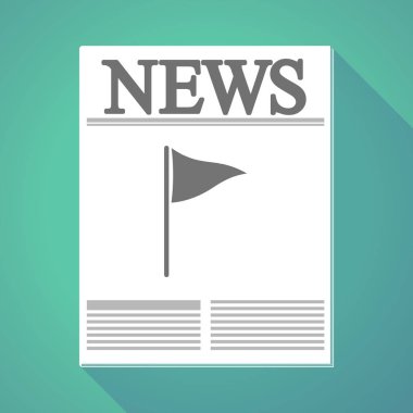 Uzun gölge gazete ile bir golf bayrak