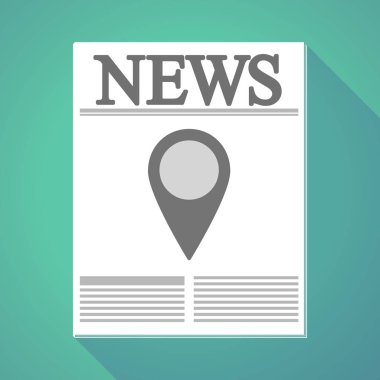 Uzun gölge gazete bir harita işareti ile