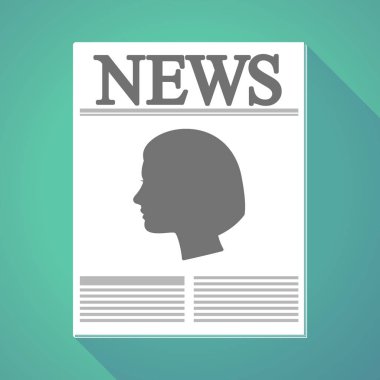 Uzun gölge gazete kadın bir kafa ile