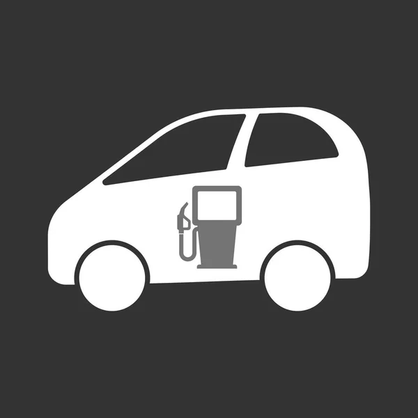 Carro elétrico isolado com posto de gasolina — Vetor de Stock