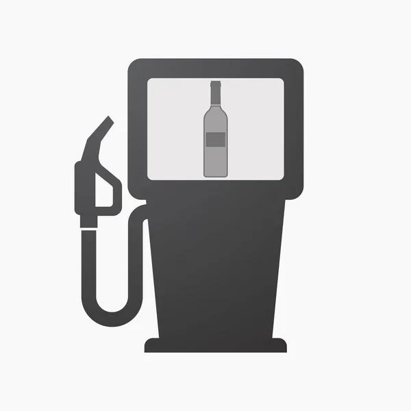 Bomba de combustible aislada con una botella de vino — Vector de stock