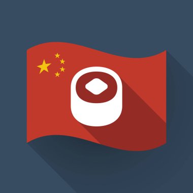 Uzun gölge Çin bayrağını parça suşi ile