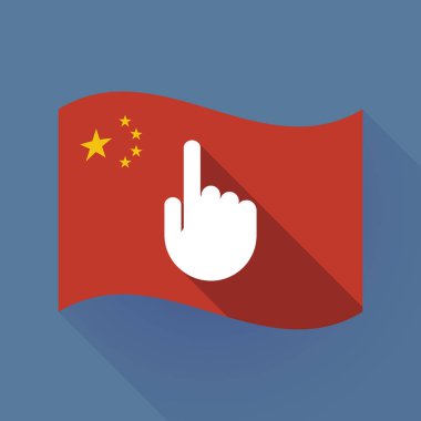 Uzun gölge Çin bayrağı ile işaret eden bir ele