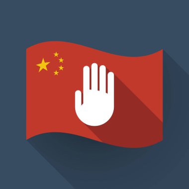 Uzun gölge Çin bayrağı bir el ile