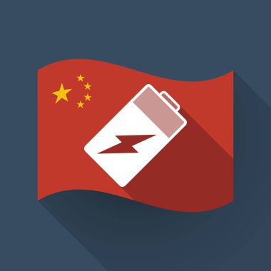 Uzun gölge Çin bayrağı bir batarya ile