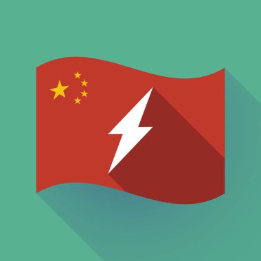 Uzun bir yıldırım ile gölge Çin bayrağı