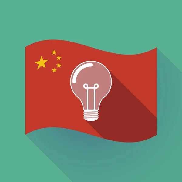 Bandera de China de sombra larga con bombilla — Vector de stock